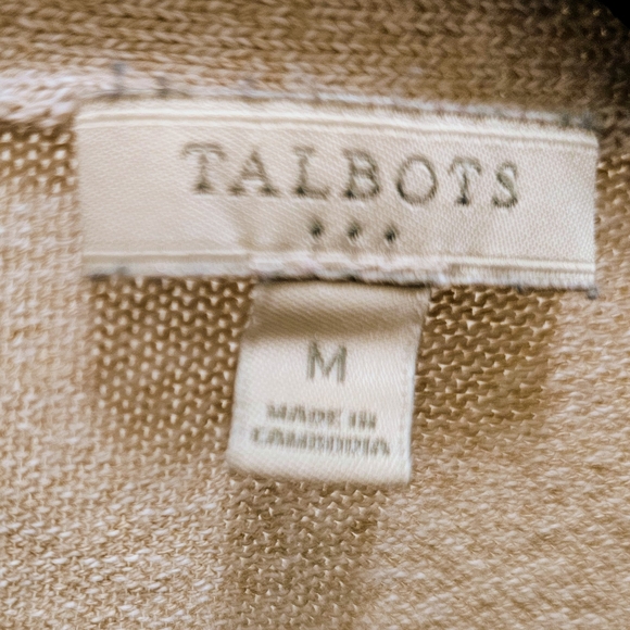 Talbots Open Front Cardigan Sweater Size M Neutral Cotton Blend Lightweight - Picture 5 of 6
